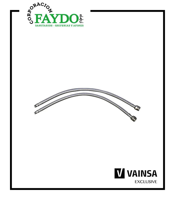 Kit Tubos (2) De Abasto Para Lavatorio Con Acero Inoxidable De 50Cm Con Esparragos Vainsa