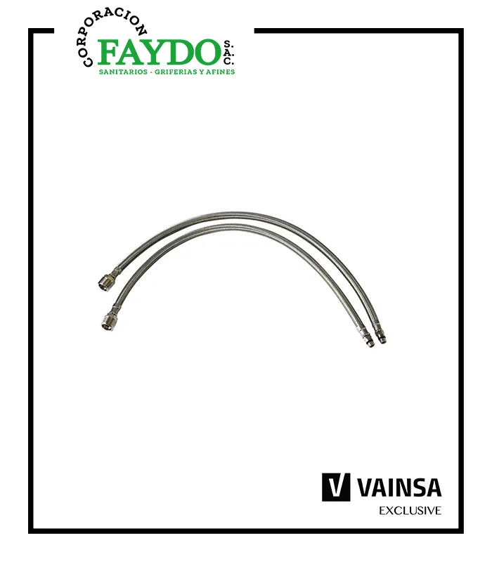 Kit Tubos (2) De Abasto Para Lavatorio Con Acero Inoxidable De 60Cm Con Esparragos Vainsa