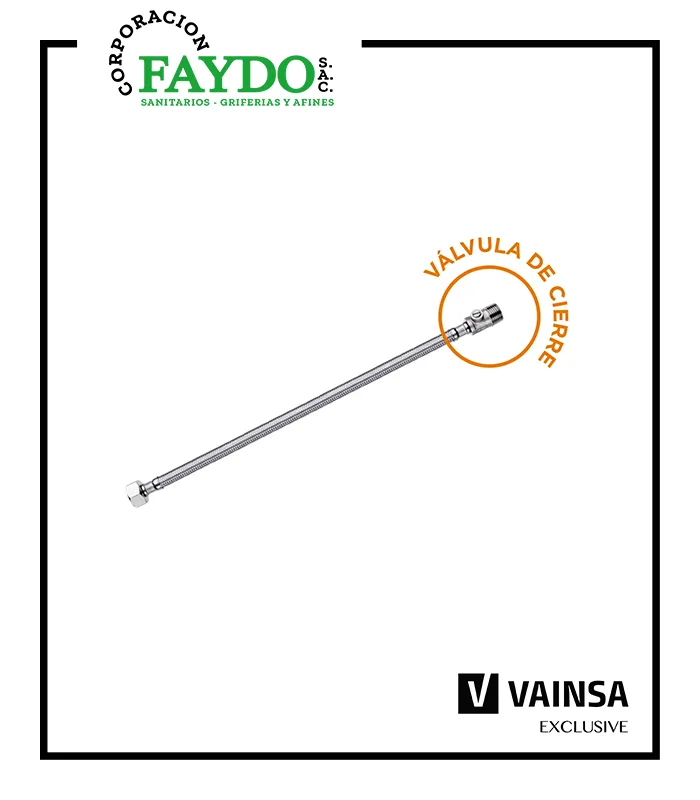Tubo De Abasto Para Lavatorio 40Cm Con Valvula Reguladora Vainsa
