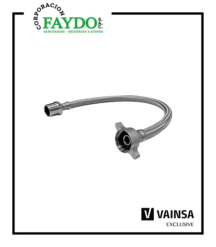 Tubo De Abasto Para Lavatorio Con Hilo 100% De Acero Inoxidable Vainsa