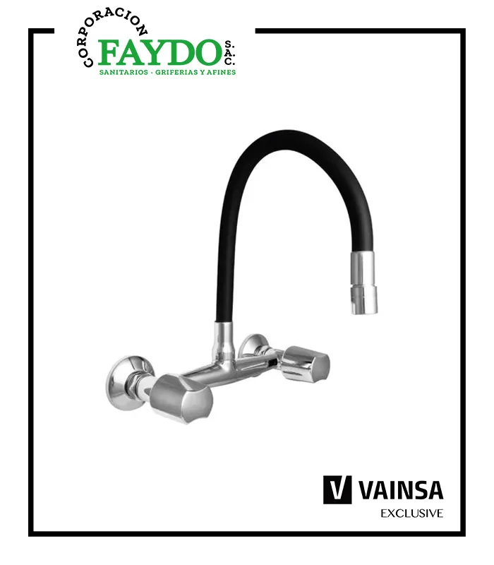Mezcladora Para Lavadero A La Pared Pico Flexible Negro Avante Vainsa