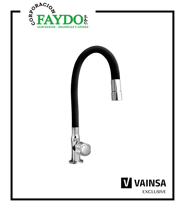 Llave Para Lavadero Al Mueble Pico Flexible Negro Egeo Vainsa