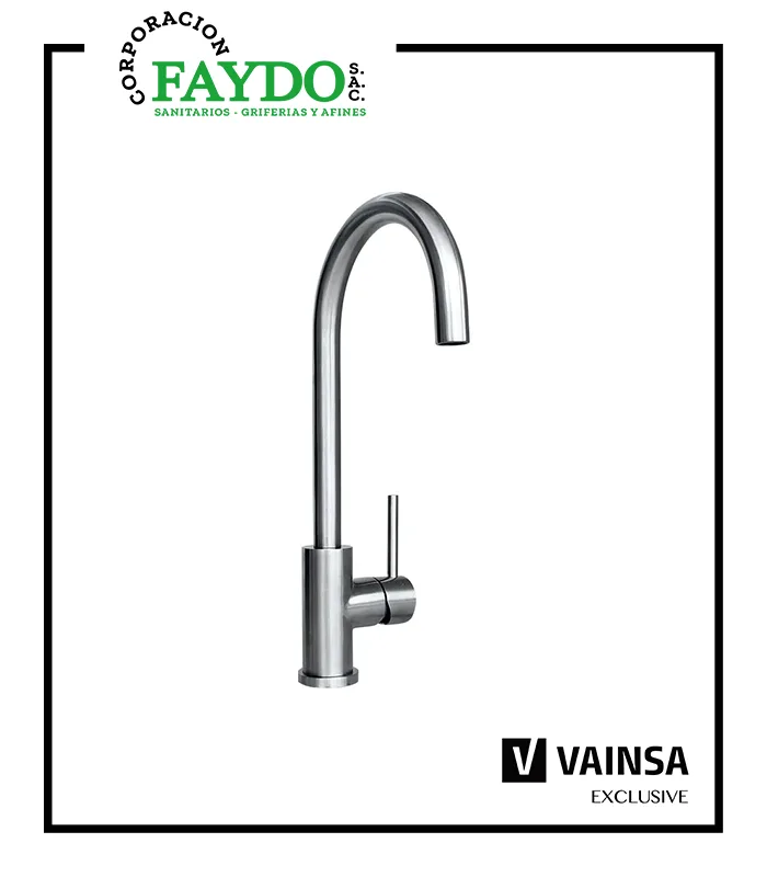 Monocomando Para Lavadero Al Mueble Pico B Inox Vainsa