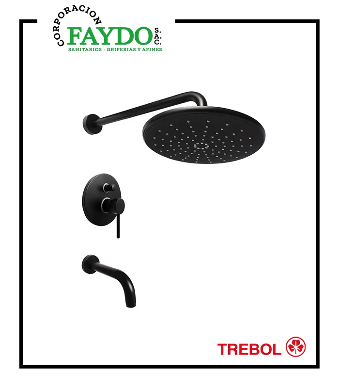 Mezcladora Ducha Tina Monocomando Cambria Noir Trebol