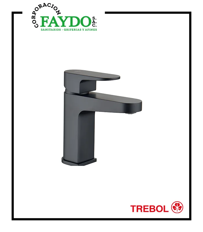 Mezcladora Lavatorio Monocomando Pico Bajo Negro Mate Oxford Trebol