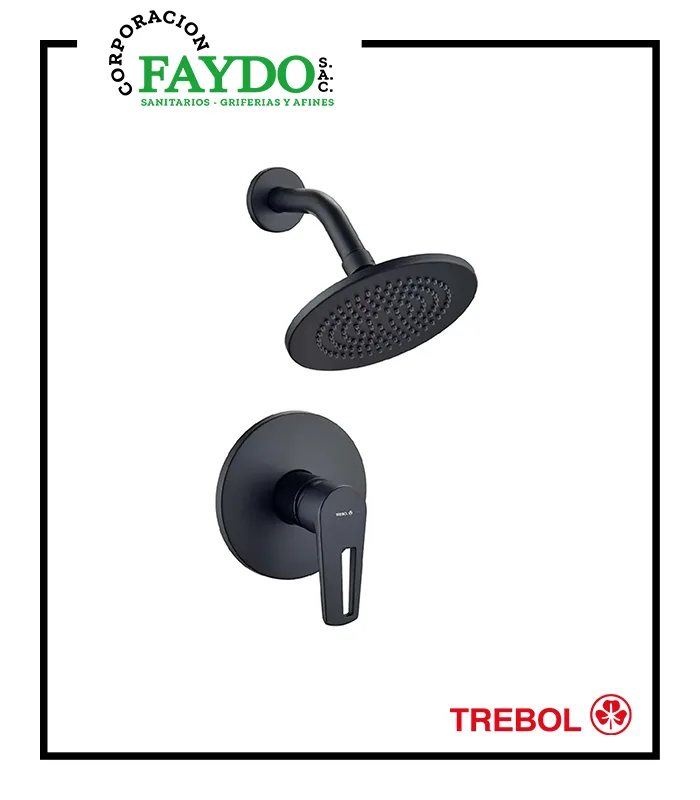 Mezcladora Ducha Monocomando Negro Mate Tempra Trebol