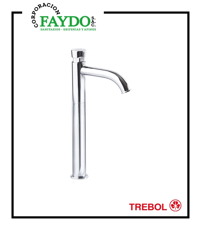 Llave Temporizada Minimalista Alta Para Lavatorio Trebol
