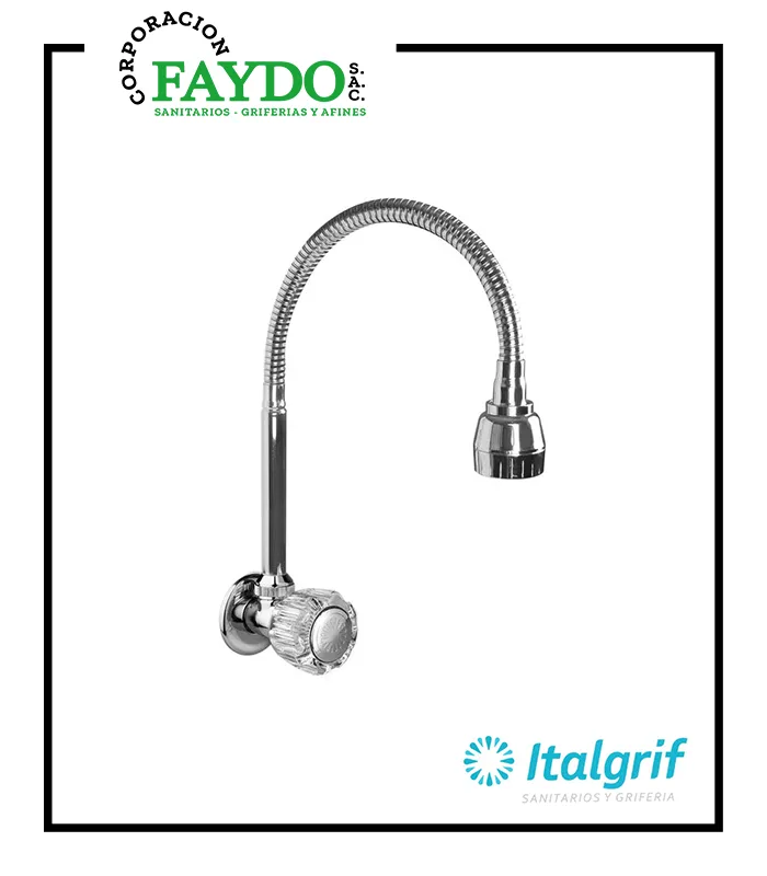 Llave Para Lavadero A La Pared Con Pico Flexible Aruba Italgrif