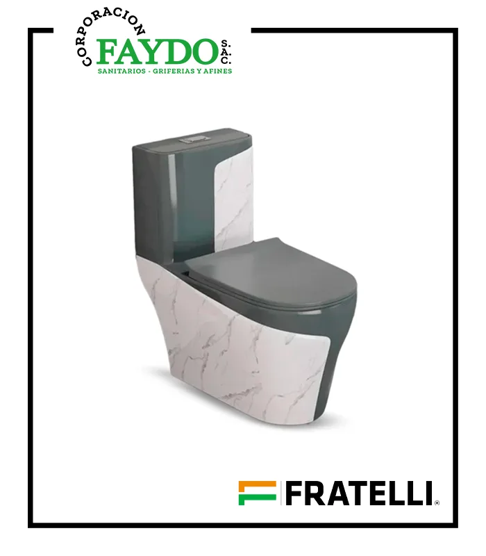Inodoro One Piece Minimalista Blanco Con Gris 8676Mag Fratelli