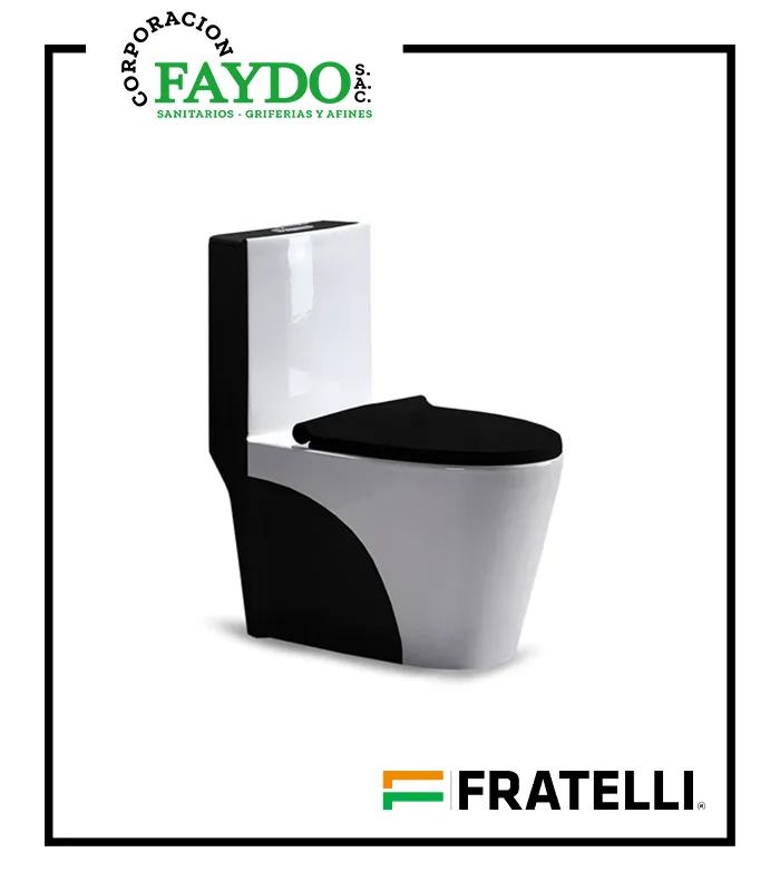 Inodoro One Piece Minimalista Blanco Con Negro 8616 Fratelli